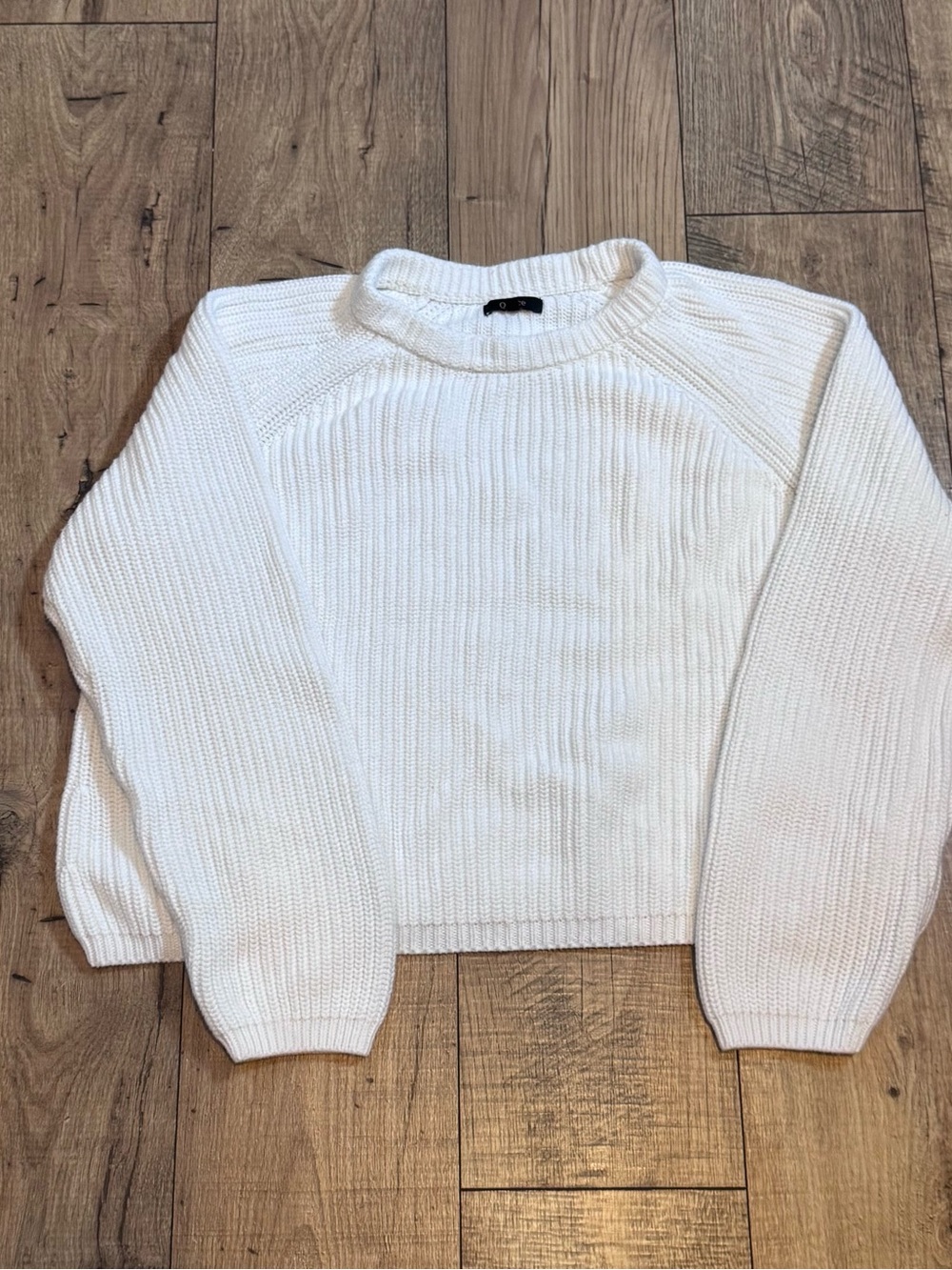 Quince Ribbed White Fisherman’s Knit 100% cotton Crewneck Sweater,summer night